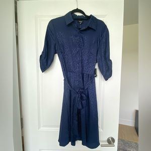 Tacera blue cheetah print long sleeve dress